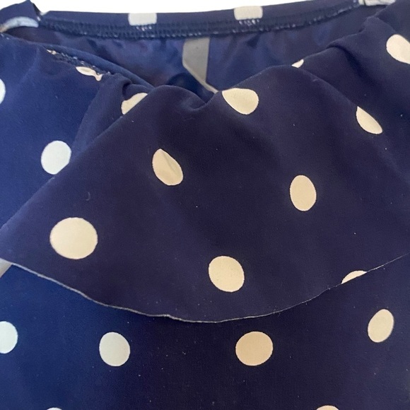 Lands End polka dot ruffle tankini top blue size 10 D - Picture 4 of 7
